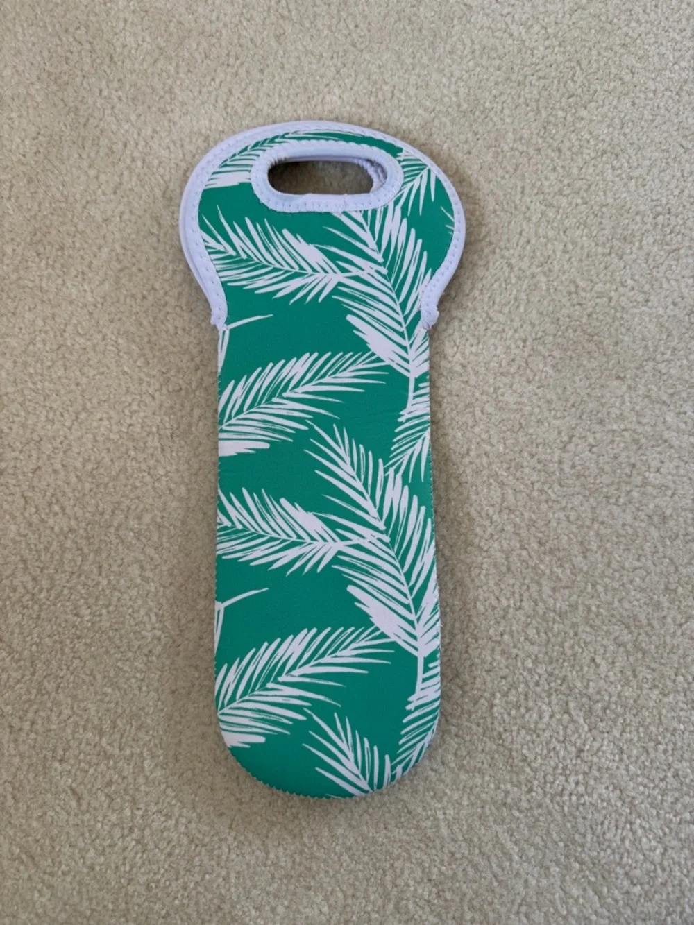 Green Palm Neoprene Wine Bottle Carrier